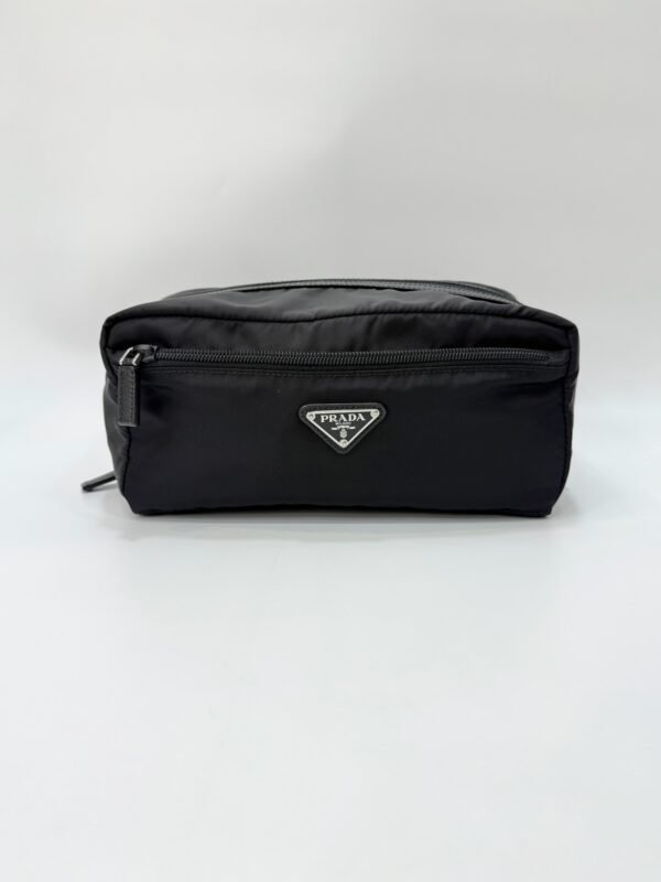 Prada Nylon Travel Pouch Pouch Nero (Black) Silver 258