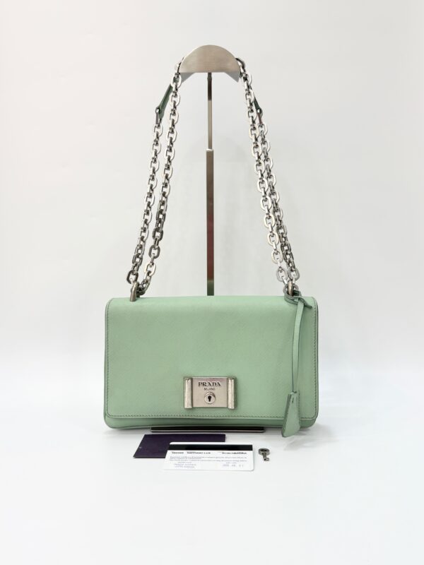 Prada Saffiano Lock Flap Chain - Image 2